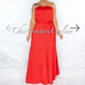 Naked Zebra Vibrant Red Strapless Dress